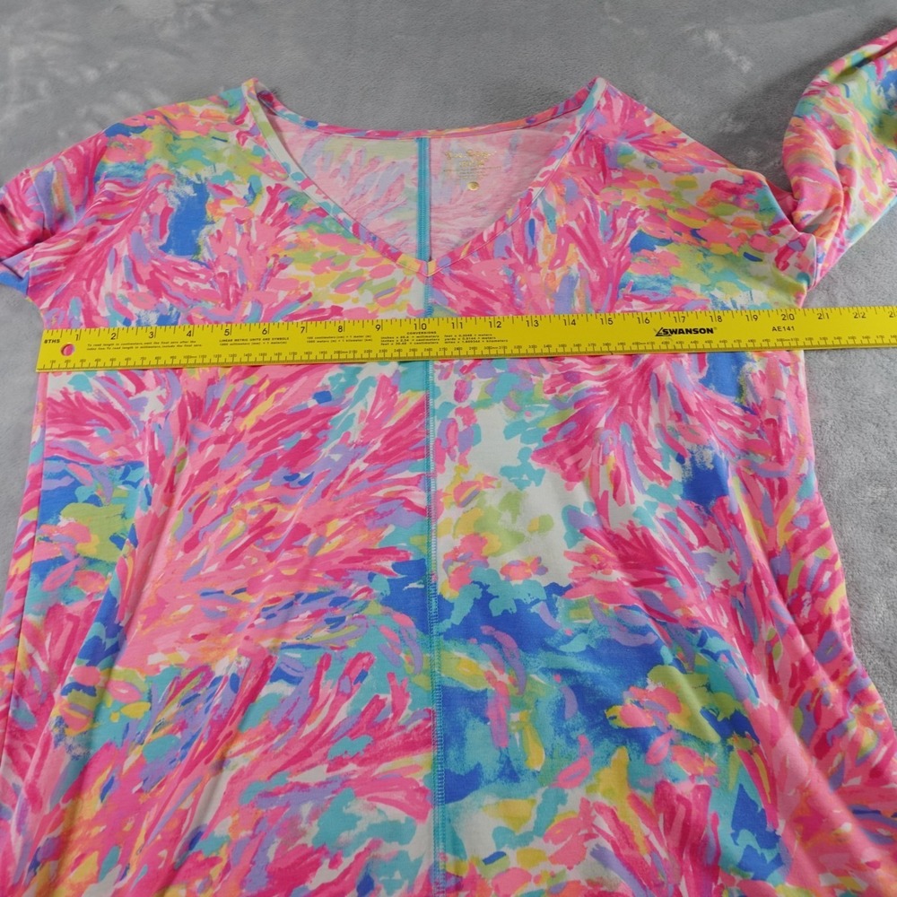 Lilly Pulitzer Treena Top Womens S Pink Tropical Preppy Luxletic Resort V Neck - Picture 6 of 11
